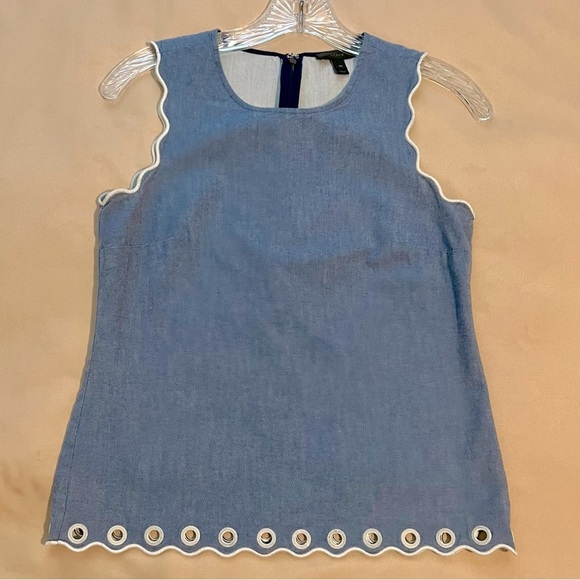 Blue Chambray Scalloped Grommet Sleeveless denim - Picture 1 of 5